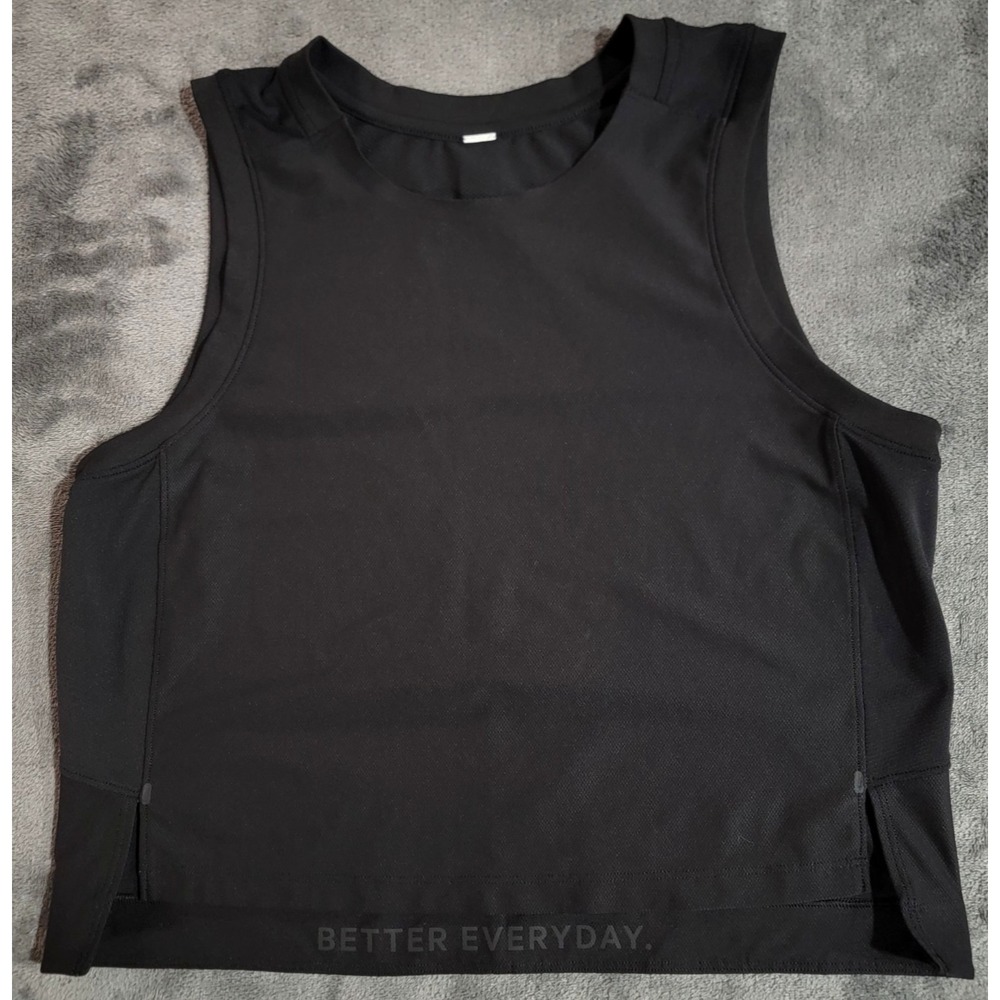 Lululemon Tank Top Women 6 Small Black Mesh Back Cropped Train Tank Gym Yoga